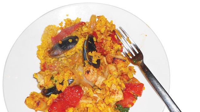 A plate of DIY paella from Citrus at Hotel Valencia.