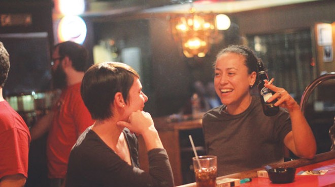 Jessica McCrea and Joy Kinkead at the bar at 2015 Club.