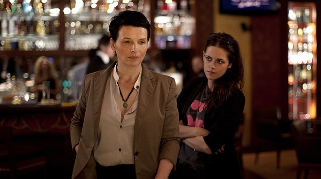 Juliette Binoche (Maria Enders) and Kristen Stewart (Valentine) have an oddly compelling dynamic in Clouds of Sils Maria.