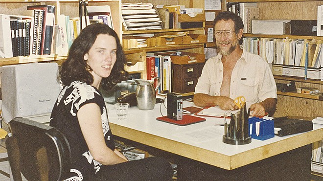 Julia Martin and Gary Snyder at Kitkitdizze in 1988.