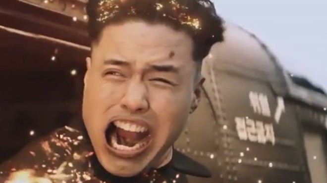 A still of the Kim Jong-un death scene from the The Interview