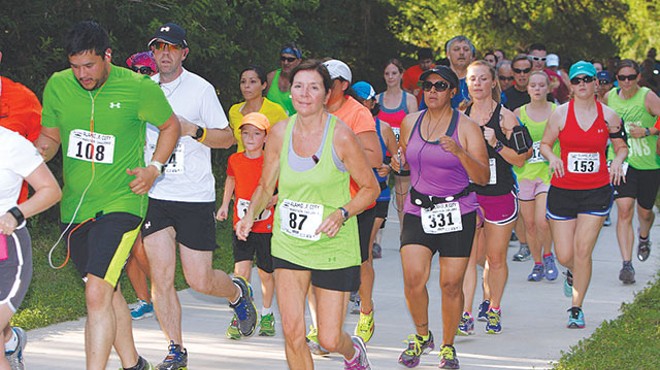 Runners during the first leg of the Alamo City Marathon Challenge