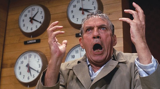The mad prophet of the airwaves: Peter Finch as Howard Beale in Network