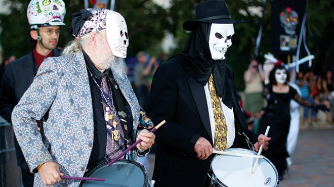 The URBAN-15 drummers at the Carnaval de los Muertos on November 2.
