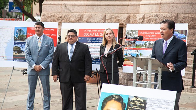 Watts Guerra LLP attorneys hold a press conference announcing lawsuits against South Texas' Dr. Jorge Zamora-Quezada.