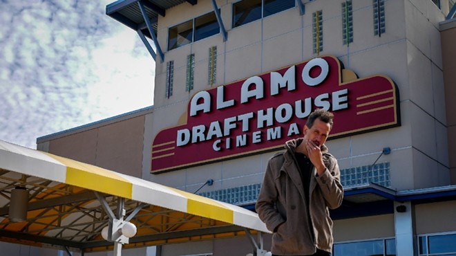 Posing in front of the North Park Alamo Drafthouse.