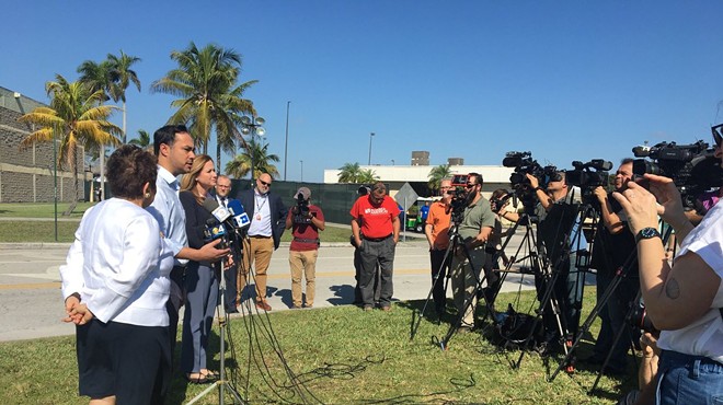U.S. Rep. Joaquin Castro speaks to the press after a recent tour of an immigrant detention center.