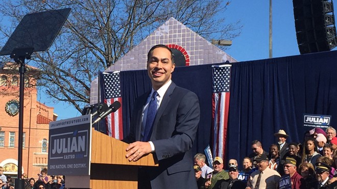 Julian Castro addresses supporters during his presidential campaign announcement in TK.