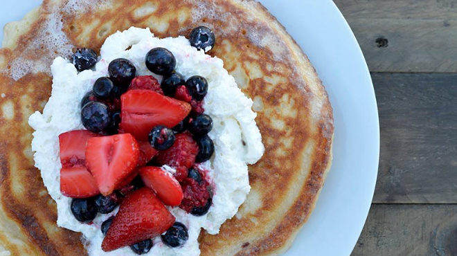 Here's a look at the Tres Leches pancakes from Chisme, which Midnight Swim replaced.