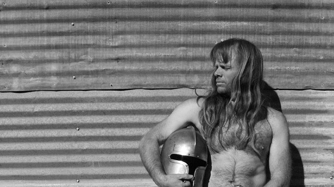 Drummer Thor Harris lives in a compound in Austin. He rarely puts a shirt on.