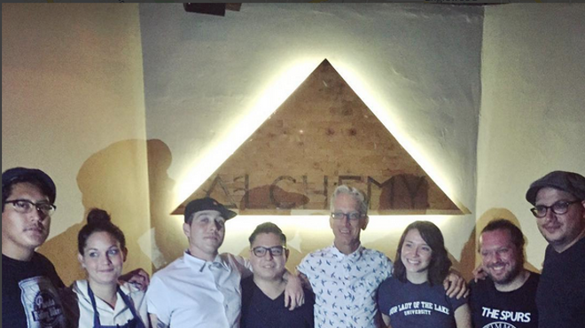 Andy Dick with the staff at Alchemy Kombucha and Culture.
