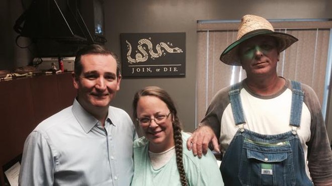 Sen. Ted Cruz and Kim Davis today following her release from jail.