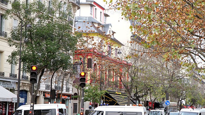 The Bataclan Theatre, a day after a terrorists killed more than 80 people in Paris, France.