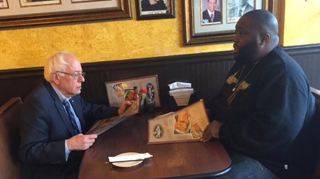 Bernie Sanders and Killer Mike in an Atlanta soul food restaurant