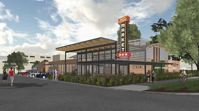 Architectural rendering of H-E-B's Flores Market, it's long-awaited downtown grocery store.