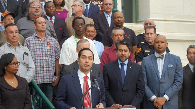 Housing and Urban Development Secretary Julian Castro speaks at a press conference announcing the end of veteran homelessness in San Antonio.