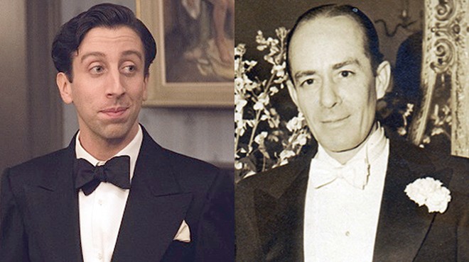 Actor Simon Helberg (left) portrays late piano accompanist and composer Cosmé McMoon in the film Florence Foster Jenkins.