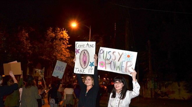 Women at San Antonio's anti-Trump march in November.