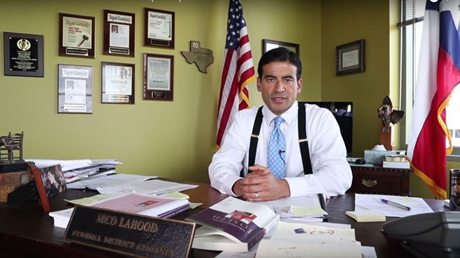 This still from a YouTube video shows Bexar County District Attorney Nicholas "Nico" LaHood saying autism is caused by vaccines.