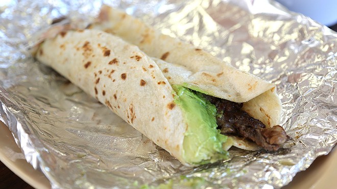 The Taco Norteno (steak, avocado, beans and cheese) at Taco Rey, 11825 West Ave.