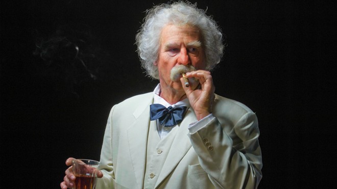 Actor Val Kilmer portrays American writer Mark Twain in the stage production of Citizen Twain. The film version, Cinema Twain, will screen at the LOL Comedy Club May 31 at 8pm with Kilmer in attendance.