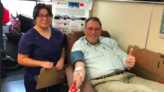 District 9 Councilman John Courage giving blood to victims of Sutherland Springs on Monday, Nov. 7.