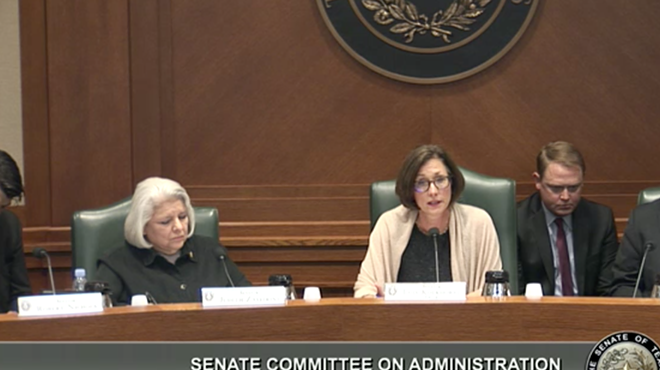 Sen. Zaffirini & Sen. Kolkhurst at Thursday's Senate Committee on Administration hearing.