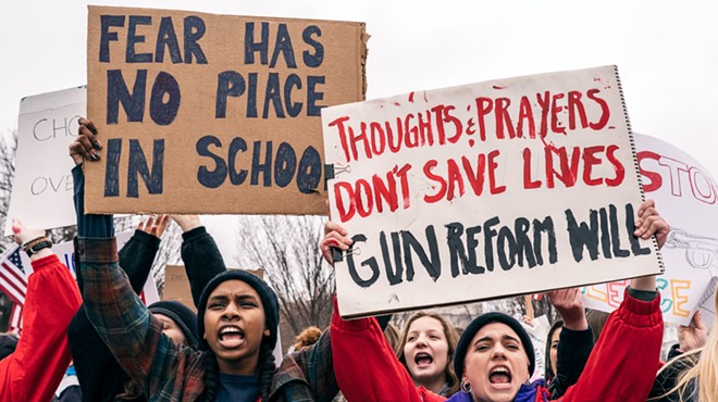 Teens protesting after the Parkland shooting in Washington, D.C.