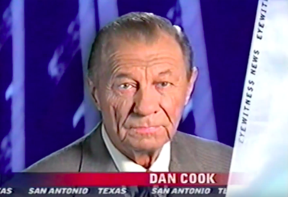 Dan Cook
Sports icon Dan Cook needs no introduction. He brought the sports talk for generations – literally. Part of the KENS 5 team from 1956 to 2000, Cook popularized the phrase  "the opera ain't over 'til the fat lady sings." He was also a sports writer for the San Antonio Express-News, where he worked for 51 years. His decade-spanning, influential career led to Cook being inducted into the San Antonio Sports Hall of Fame. The Houston native passed away in July 2008 at the age of 81.
Photo via YouTube / dma37dude