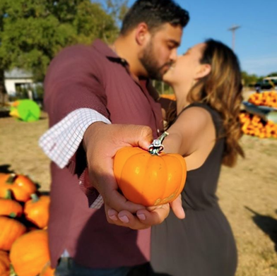 Have a photoshoot in a pumpkin patch
Say cheese, babies.
You may cringe at the constant pumpkin photos in your Instagram feed, but you won’t roll your eyes at the opportunity to have a cute, fun photoshoot with your favorite piece of eye candy. Ask a friend (*cough* third wheel *cough*) to tag along to be your photographer for the day, or just bug someone nearby for a few photos..
Photo via Instagram / biancacelene