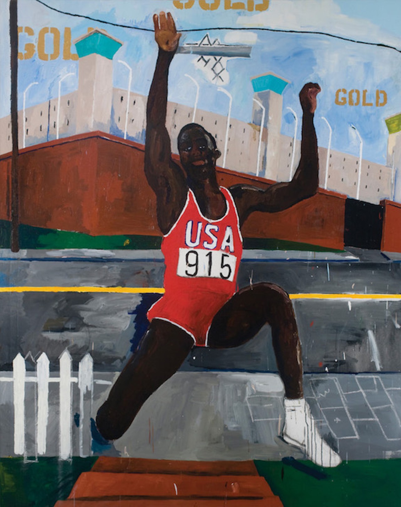 Henry Taylor, The Long Jump by Carl Lewis, 2010. Acrylic on canvas.