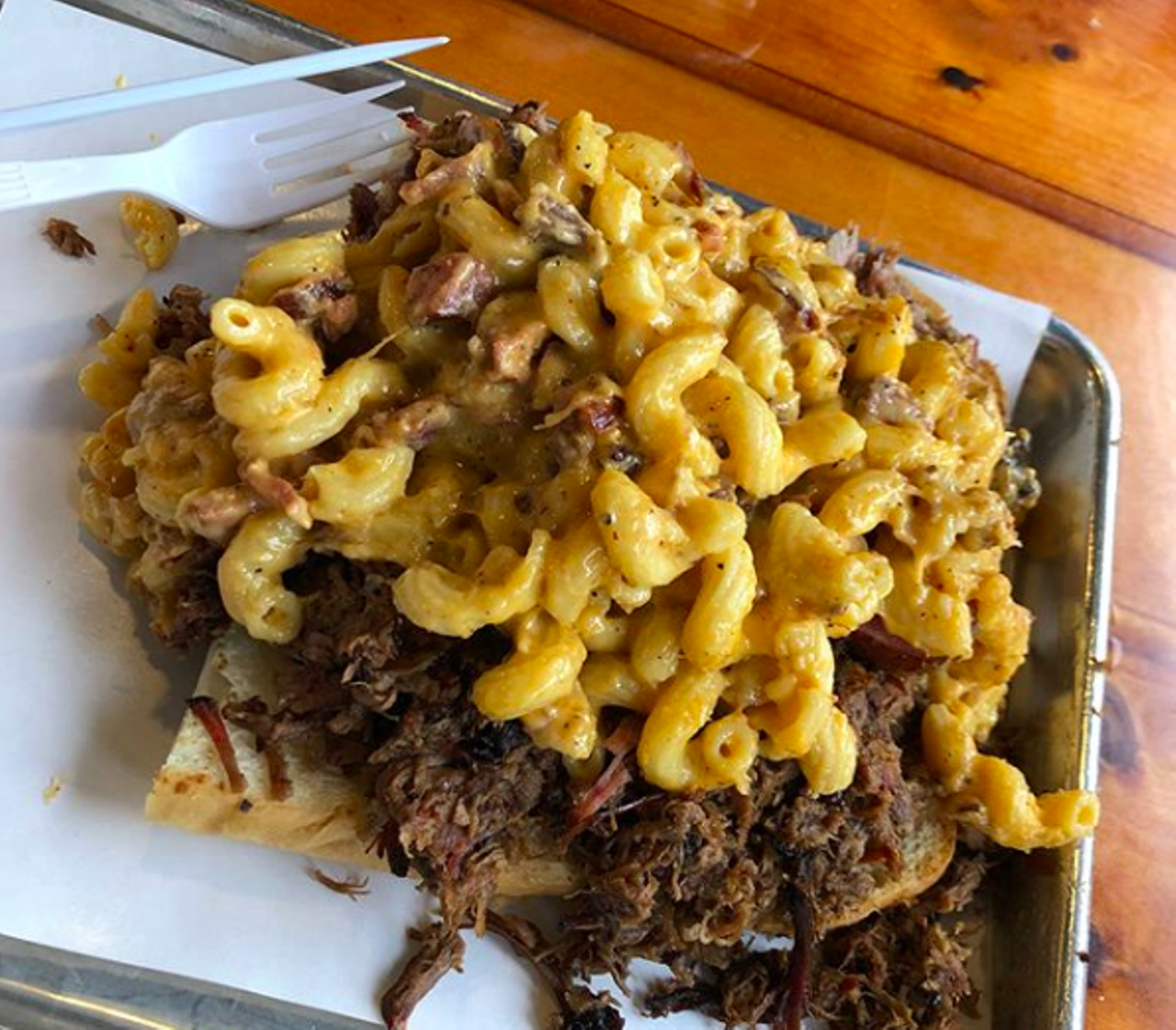 With roots as a food truck, Smoke Shack brings BBQ and Southern eats to Broadway. If you need just one reason to stop by, let it be this: the Smoke Shack Mac. Classic mac & cheese is piled high with chopped brisket and BBQ sauce. Get. It. Now.
Photo via Instagram / brad_cigarfish