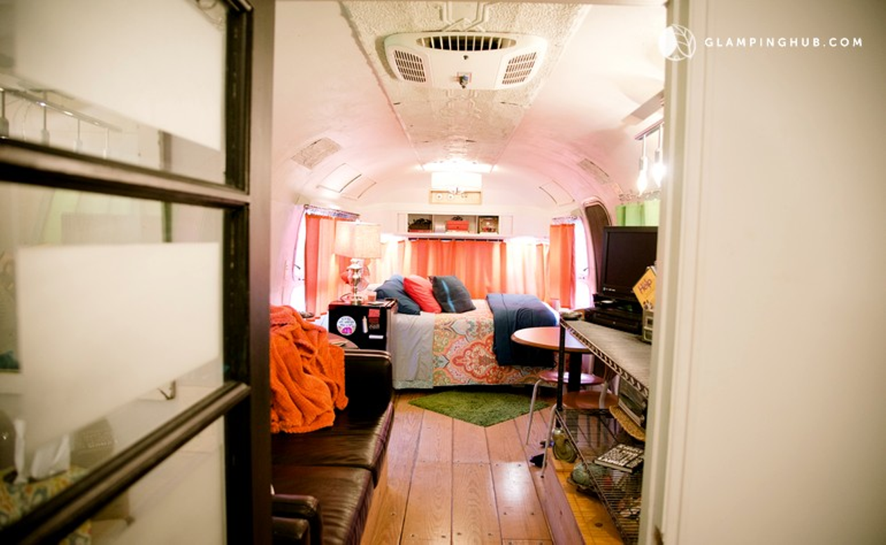 The interior of the airstream rental is surprisingly cute and modern.