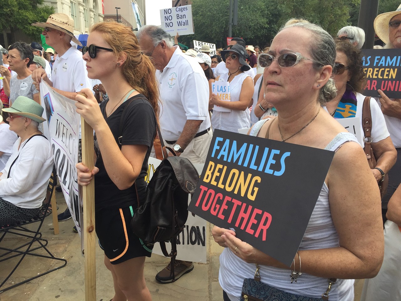 Demonstrators Rallied in Main Plaza to Protest Trump's "Zero Tolerance" Immigration Policy.