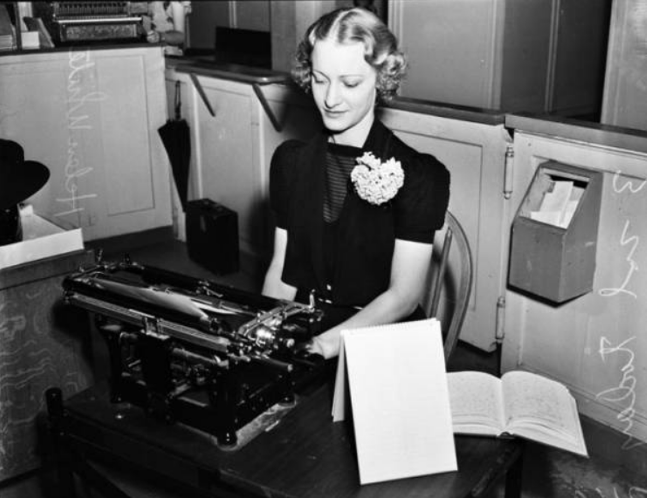Here you can see Helen White seated as a typewriter while a student at Parrish-Draughon's Business College.