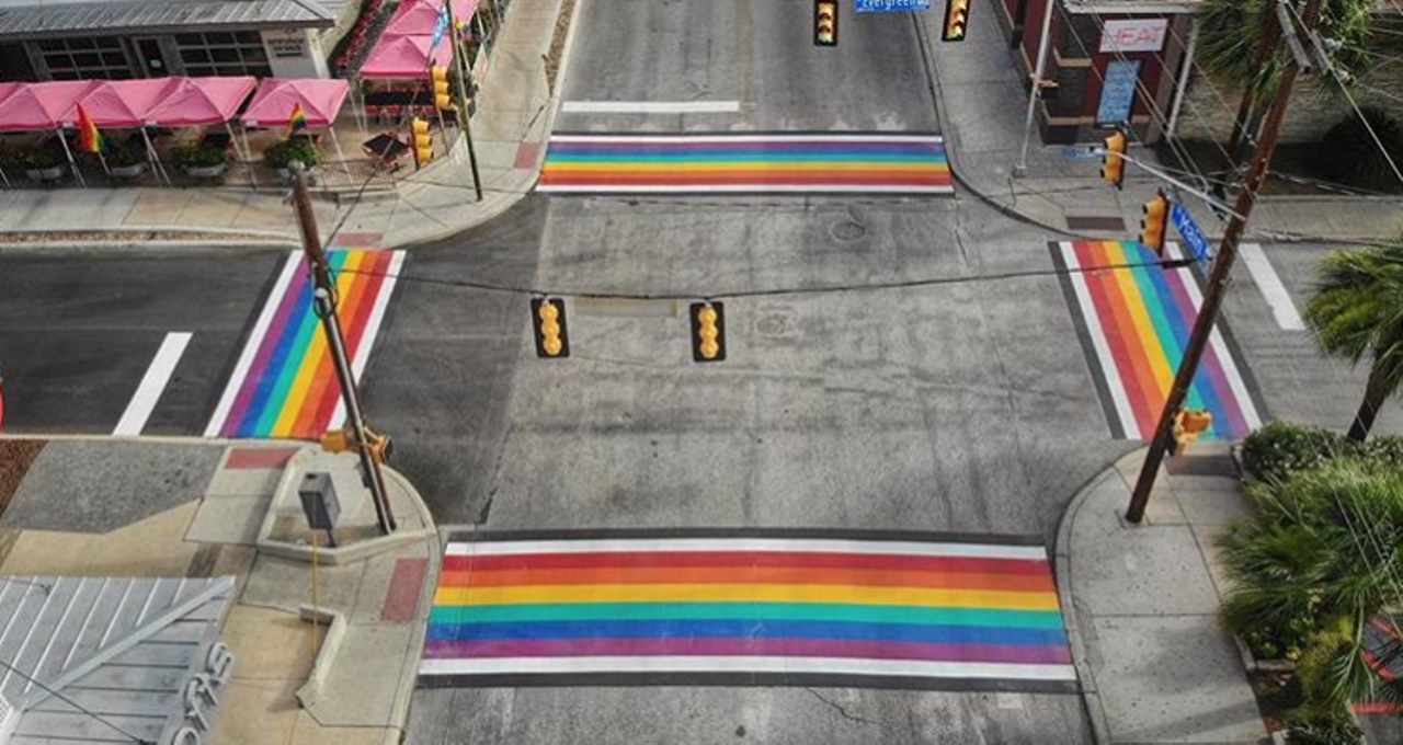 The rainbow crosswalk on the Main Strip
The Main Strip is about 50 percent more fabulous now that it has the rainbow crosswalk. Gather five friends so y’all can collectively be the rainbow! You’ll have to settle it yourselves on assigning colors – red, orange, yellow, green, blue and purple.
Photo via Instagram / skylinedronetx