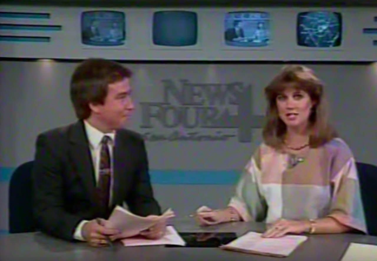 Lori Tucker
With frequent hair color changes, Lori Tucker added a bit of flair to WOAI when she anchored for the station from 1982 to 1989. She still anchors today, and has done so at plenty of lucky stations across the country, most recently in Knoxville.
Photo via YouTube / sptweb