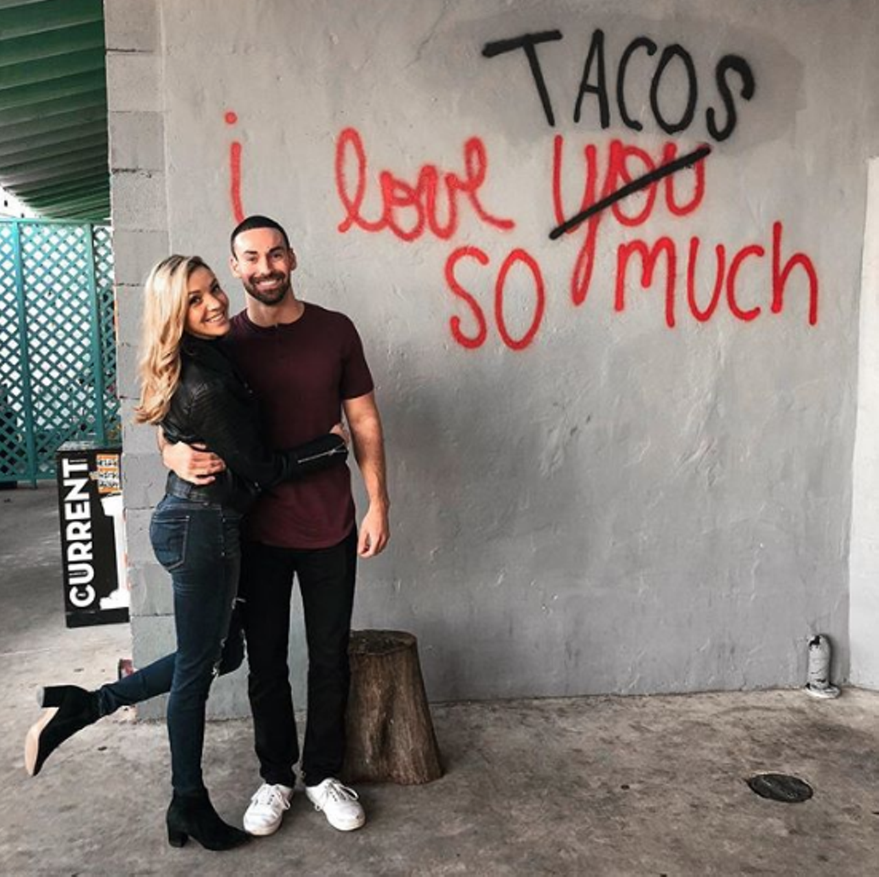 In front of the “I Love Tacos So Much” mural
Because tacos are the foundation of any successful marriage in the Alamo City.
Photo via Instagram / nicole_stelter