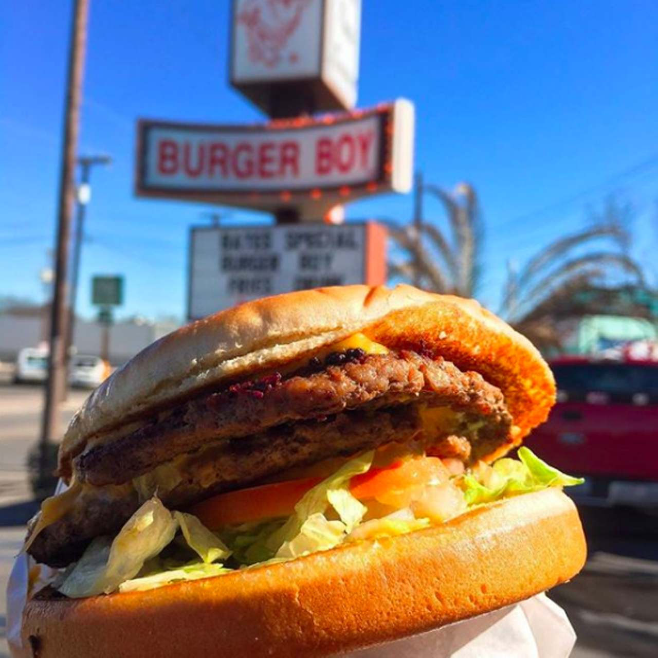 Burger Boy
Multiple locations, burgerboysa.com
Go for the classics here during Burger Week. The famous Double Boy features two patties (duh), mustard, lettuce, onion, tomato and pickles. Sometimes simple is better.
Photo via Instagram / burgerboysa