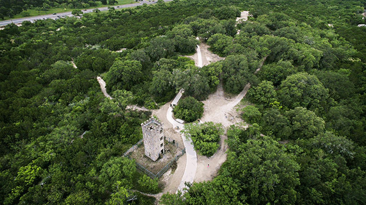 Comanche Lookout Park
15551 Nacogdoches Road, (210) 207-7275, sanantonio.gov
This 96-acre park is packed with plenty of history, and is super gorgeous at that. While you may not be able to go up the lookout tower, you can still climb to various vantage points that offer sick views of the park and beyond.
Photo by Justin Moore