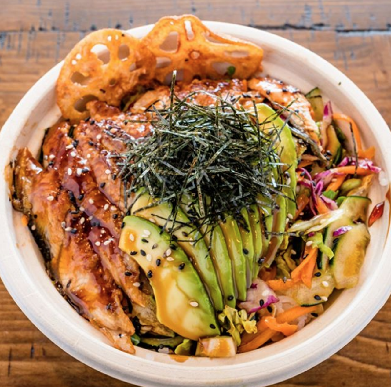 Hula Poke
Multiple locations, facebook.com/HulaPokeBandera
With locations throughout SA, you can always hit up Hula Poke when hunger strikes. In addition to sushi burritos, you can score fresh-as-heck bowls of poke that give an equal emphasis on protein and produce.
Photo via Instagram / hulapokebandera