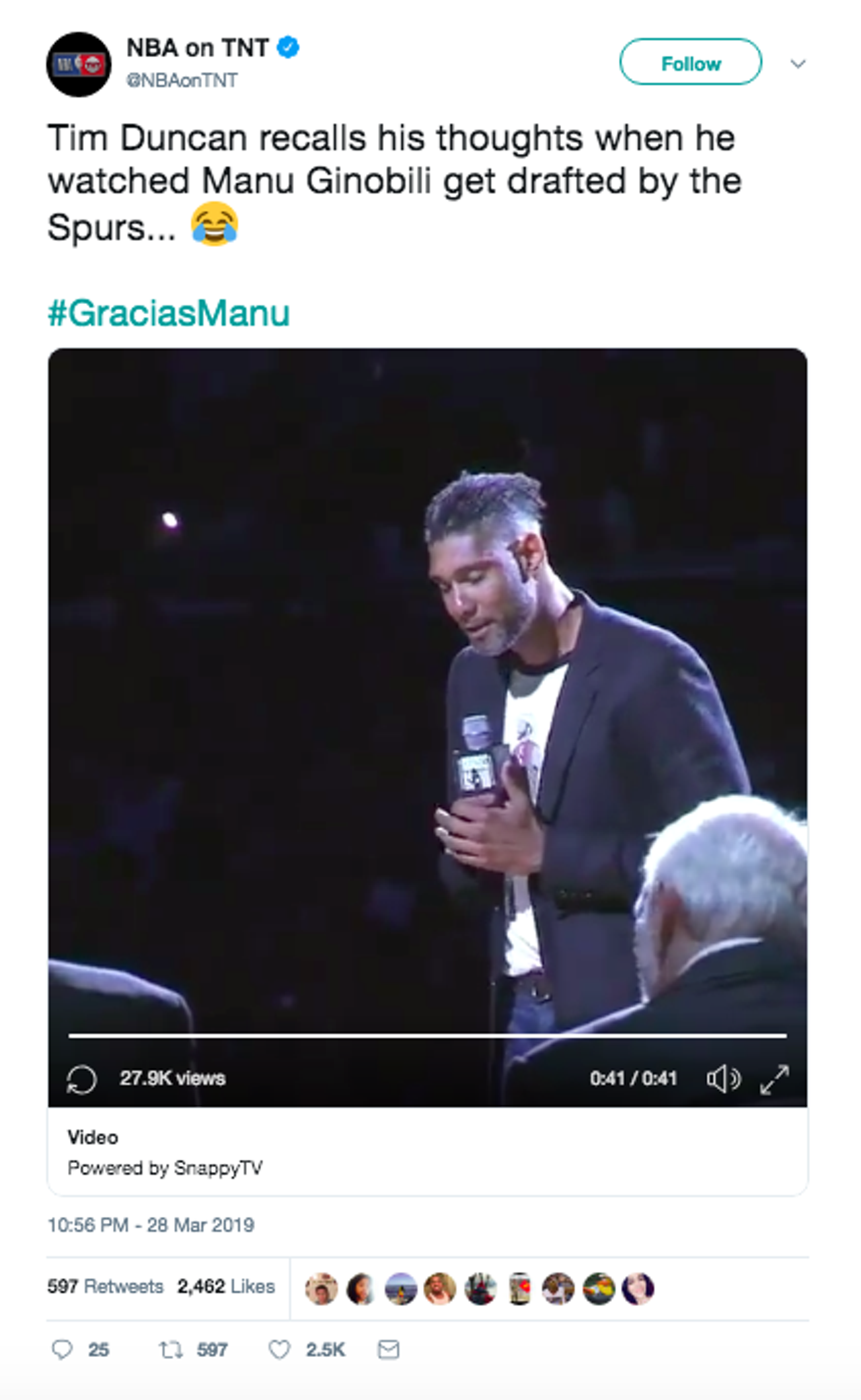 Timmy recalled the moment the Spurs drafted "Emmanual G-no-billy
Source