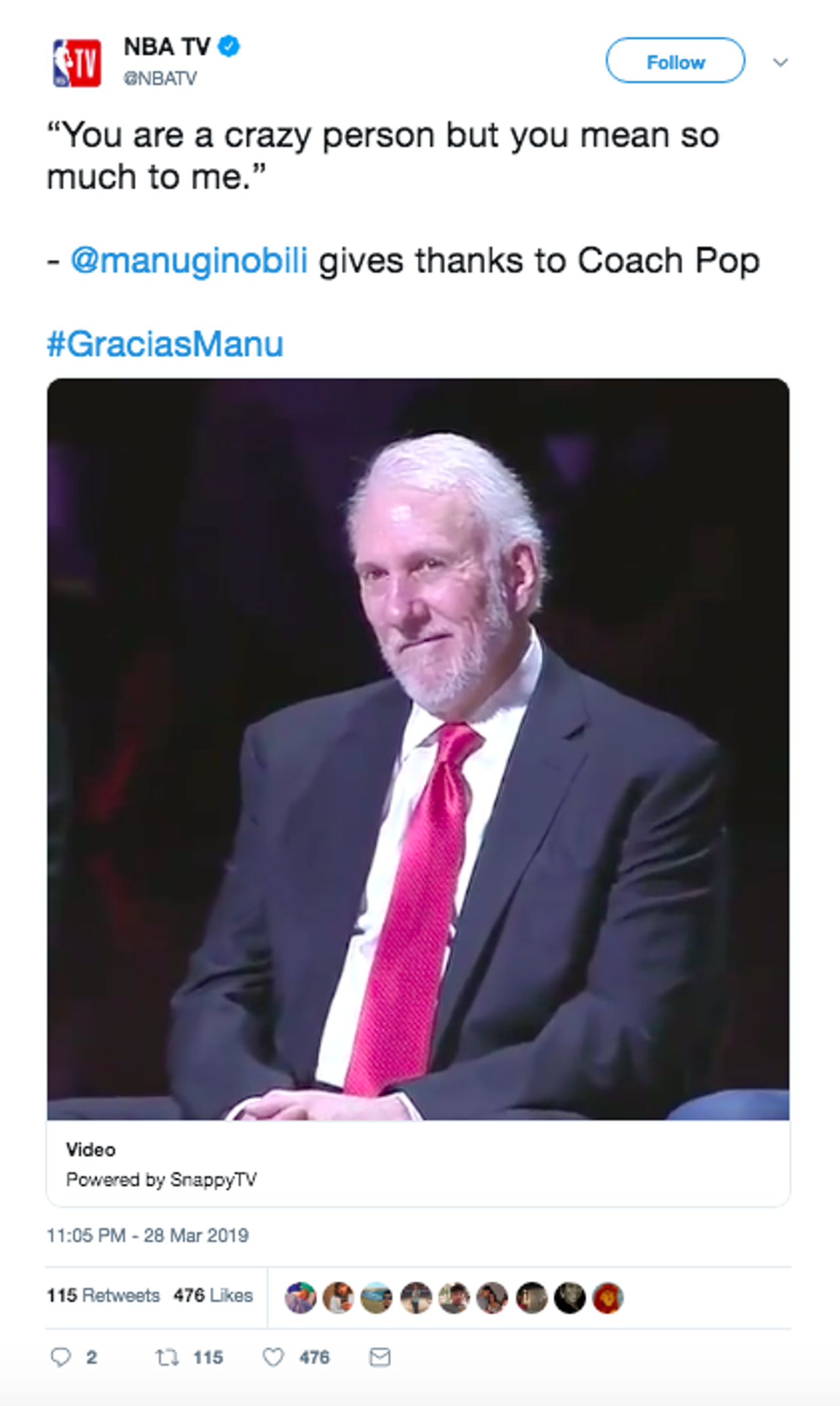 When Manu praised – and gave thanks to – Coach Pop
Source