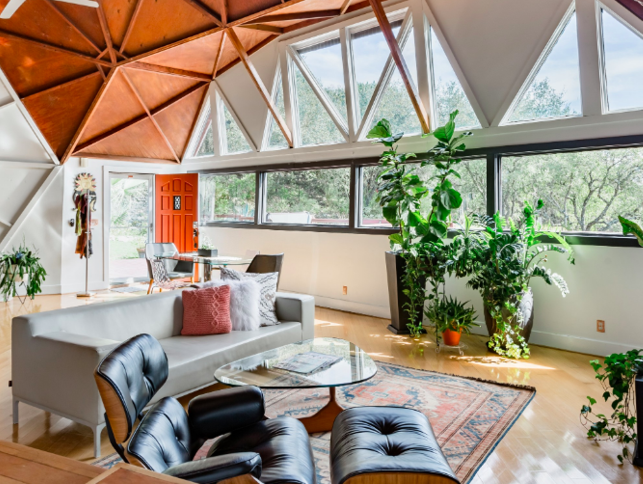 Round up your pals and pitch in to stay at Dome Sweet Dome. This one-of-a-kind structure houses contemporary furniture and decorations for a sleek, yet unique getaway.