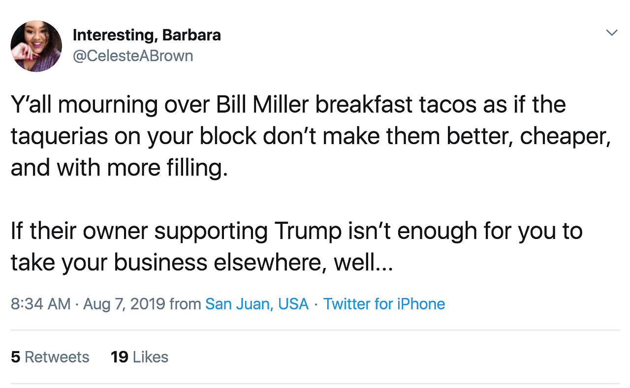 Texans React to News That Former Bill Miller Bar-B-Q CEO is a Major Trump Supporter
