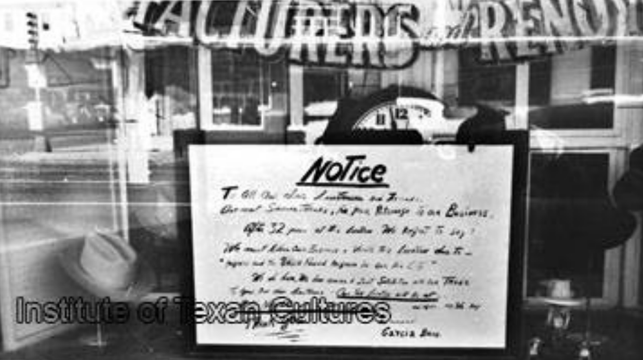 In the early 1960s, Mike the Expert Hatter was forced to relocate his business at 702 Dolorosa Street thanks to "Progress and the Urban Renewal Program in our Fair City," as he put it. The family-owned business was reportedly relocated to Nogalitos Street, but has since closed.