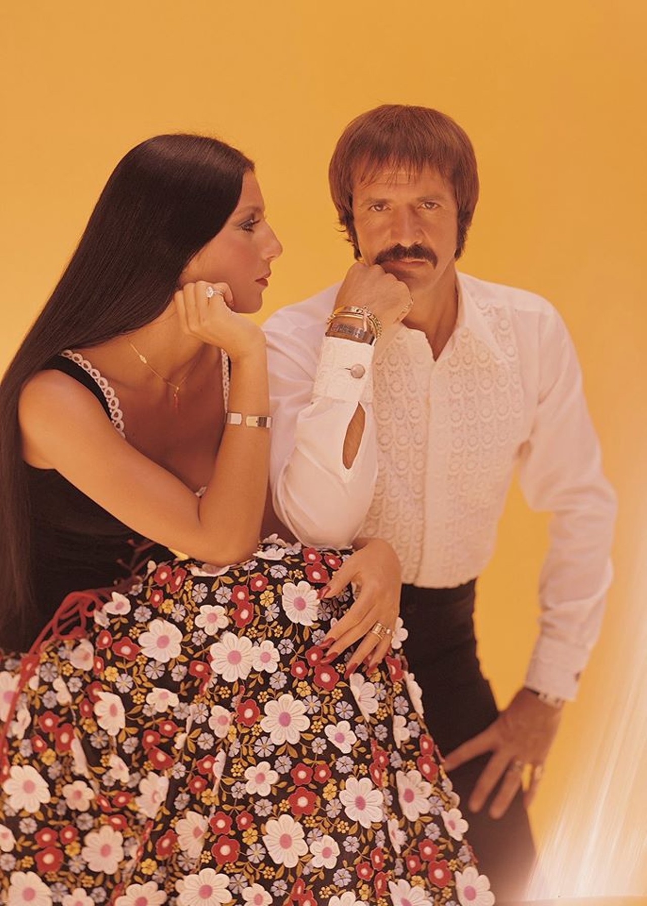 17 year old Cher in the ’60s with Sonny Bono. Come on floral print!
Photo via Facebook / Cher