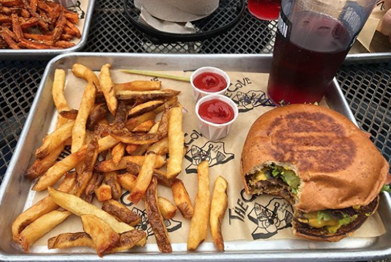 The Cove
606 W Cypress St, (210) 227-2683, thecove.us
Heading to The Cove? Consider ordering the 210 Burger this Burger Week. The $8 meal is made with grass-fed beef, goat cheese, pesto aioli, roasted red peppers, spring mix, tomato and onion.
Photo via Instagram / shaeshae.bae