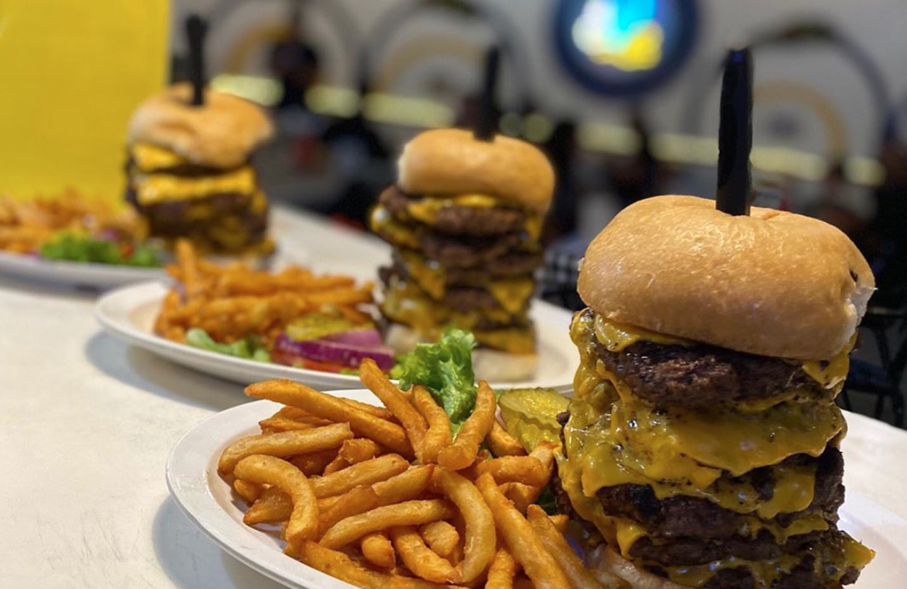 The Red Baron challenge at this Live Oak burger spot gets you a 2-pound burger, plus fries and beans, making for a total of three pounds of food. Eat everything in one sitting and you’ll get a free t-shirt and your photo on the wall of fame.
Photo via Instagram / biffbuzbys