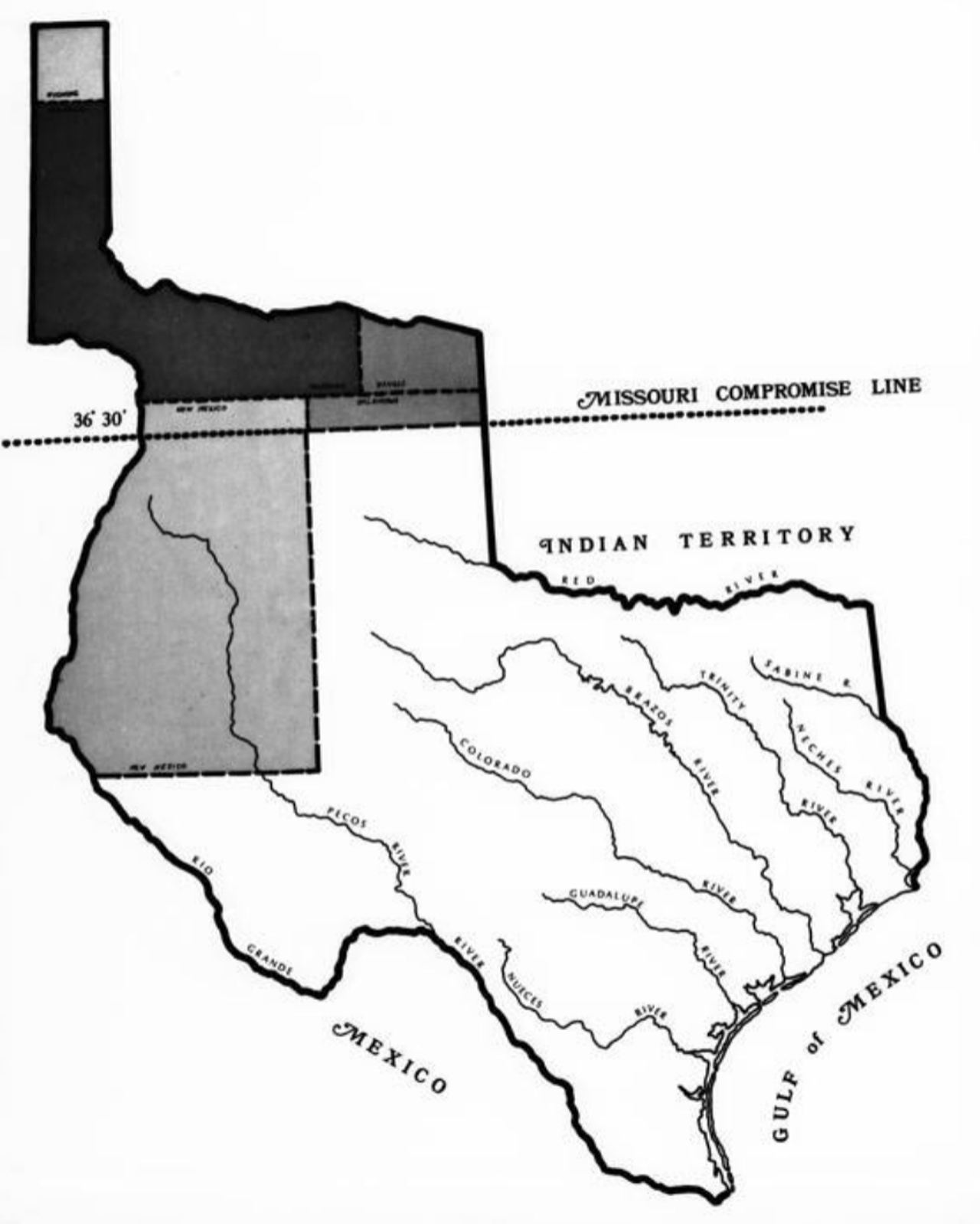 The Compromise of 1850 really saved Texas’ ass.
Thanks to this document, Texas received about $10 million from the U.S. government to settle its debts it acquired as a country. But first, Texas had to give up about one-third of its land.
Photo via UTSA Libraries Special Collections